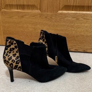 Rockport Black and Leopard Heeled Boots
